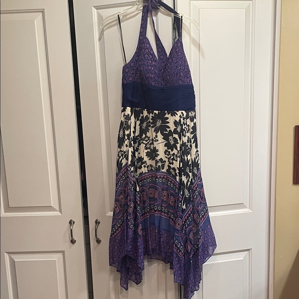 Elegant Purple and blue Halter Dress